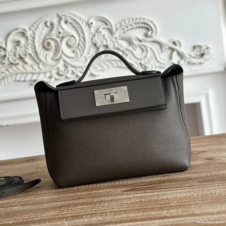 24 Etain Mini In Hardware Grey Swift Hermes Evercolor Bag Leather Palladium 24 0407